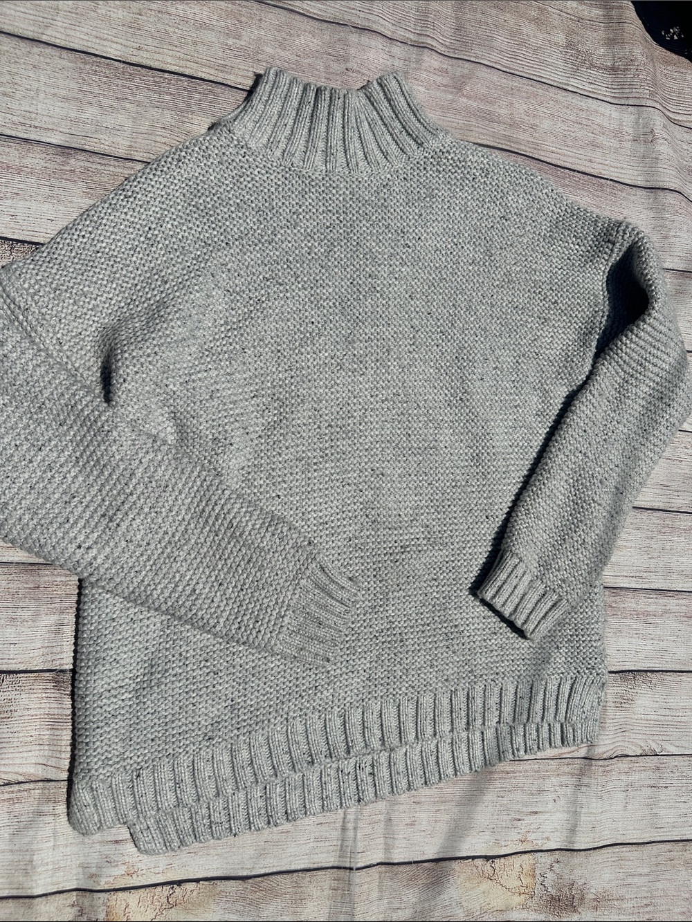 Marine Layer Heather Gray Ribbed Turtleneck Cowl Neck Sweater Size Medium